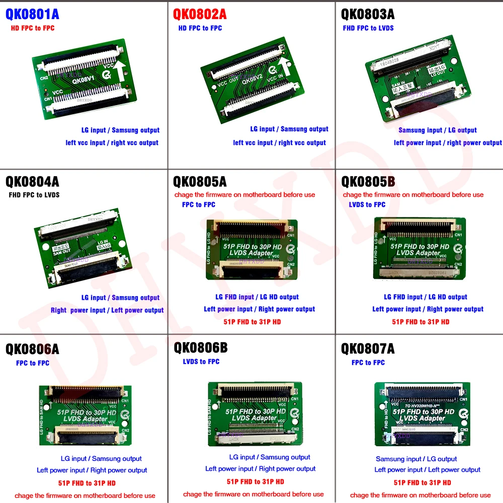 5PCS QK0801A QK0801B 1366*768 30P 1.0 QK0802A QK0802B QK0803A QK0803B QK0804A , QK0804B QK0805A QK0805B QK0805 QK0806 QK0807A B