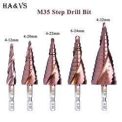 M35 5% Cobalt HSS Step Drill Bit HSS CO HSSCO High-Speed Steel Cone Hex Shank Metal Drill Bits Tool Set Hole Cutter For Stainles