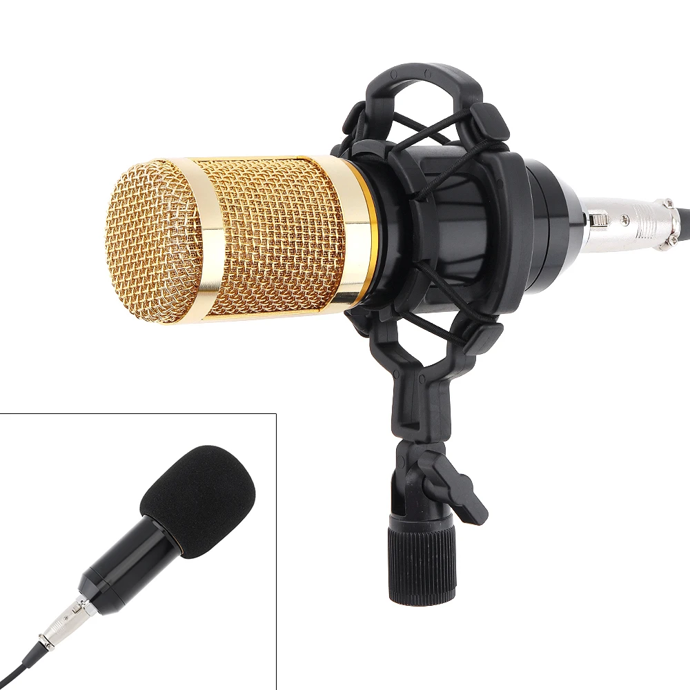 

BM-800 Capacitor Studio Microphone Double Layer Elastic Mesh Gold Plated 3.5mm for Stage Conference KTV Vocal Recording Karaoke