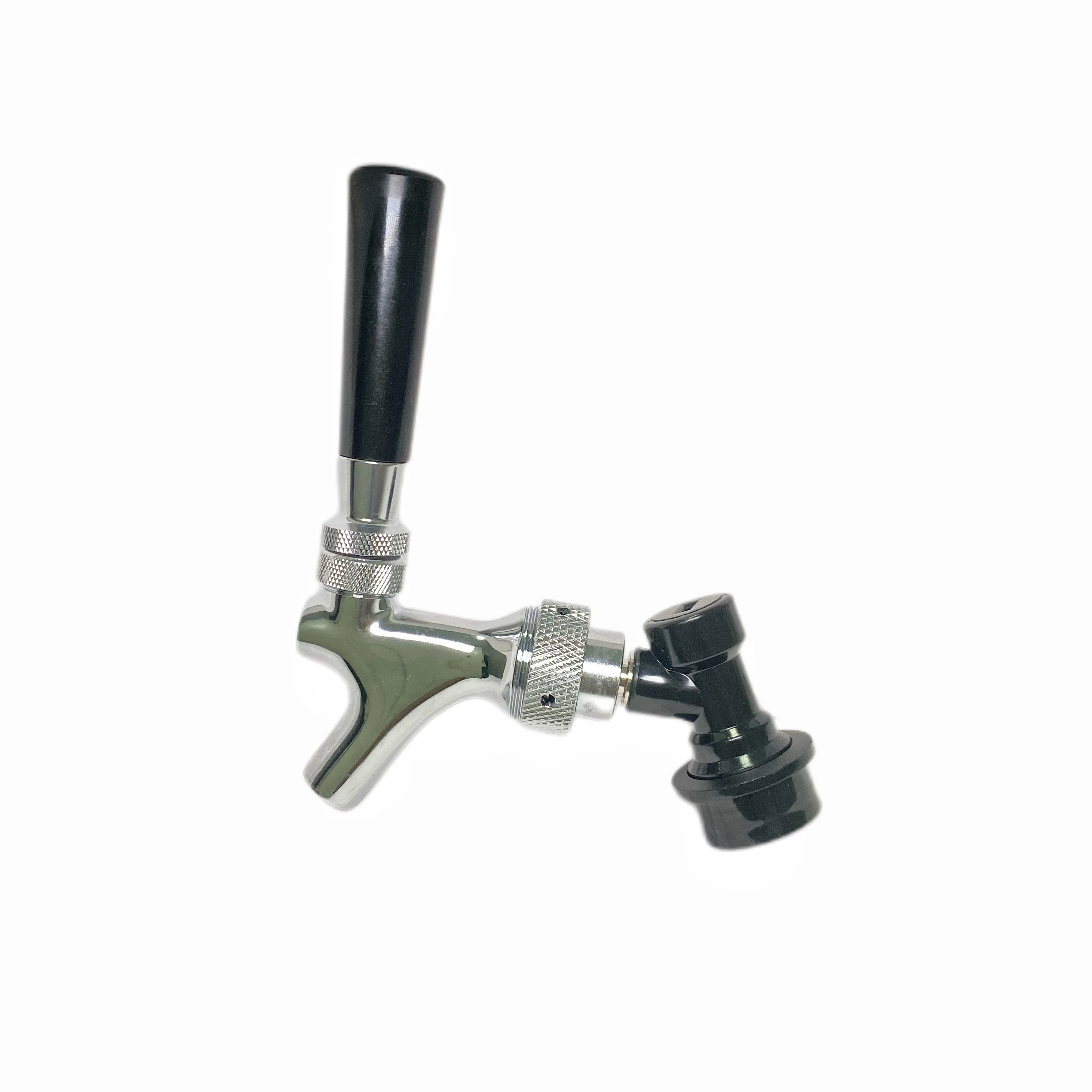 Beer Tap Adjustable Flows Chrome Draft Beer Tap G5/8 Shank Long Stem Home Brew Beer Keg Taps with Ball Lock Disconnect