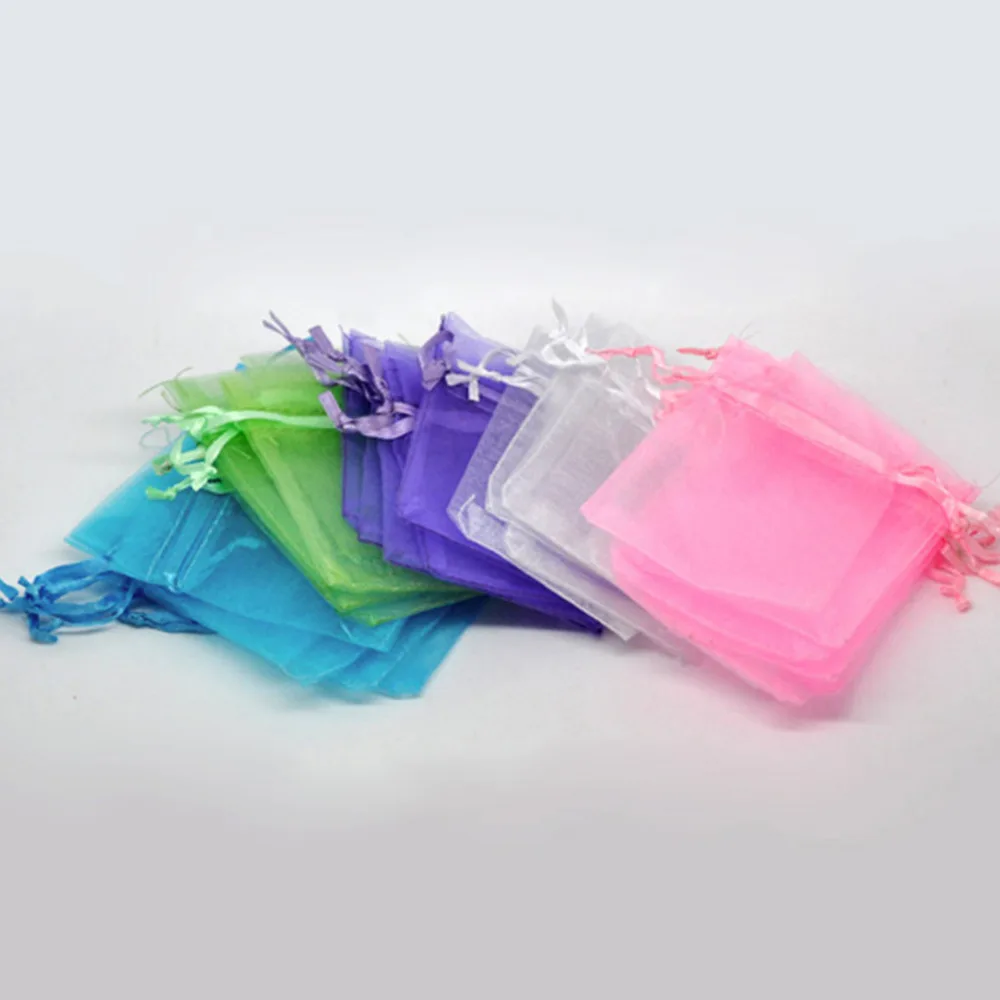 DoreenBeads 100 PCs /50pcs Mixed Gift Pouch Bag Organza Bags With Draw Wedding Suppliers 9cm X 7cm