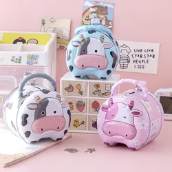 Cow Metal Coin Bank New Portable Tin Piggy Bank Children Cartoon Animal Money Box Financial Awareness Training Toy