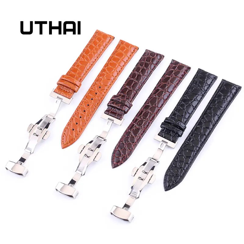 UTHAI B03 20mm Watch Strap Genuine 22mm Watch Band 12-24mm Watch Accessories High Quality 18mm Leather Watch Strap Watchbands