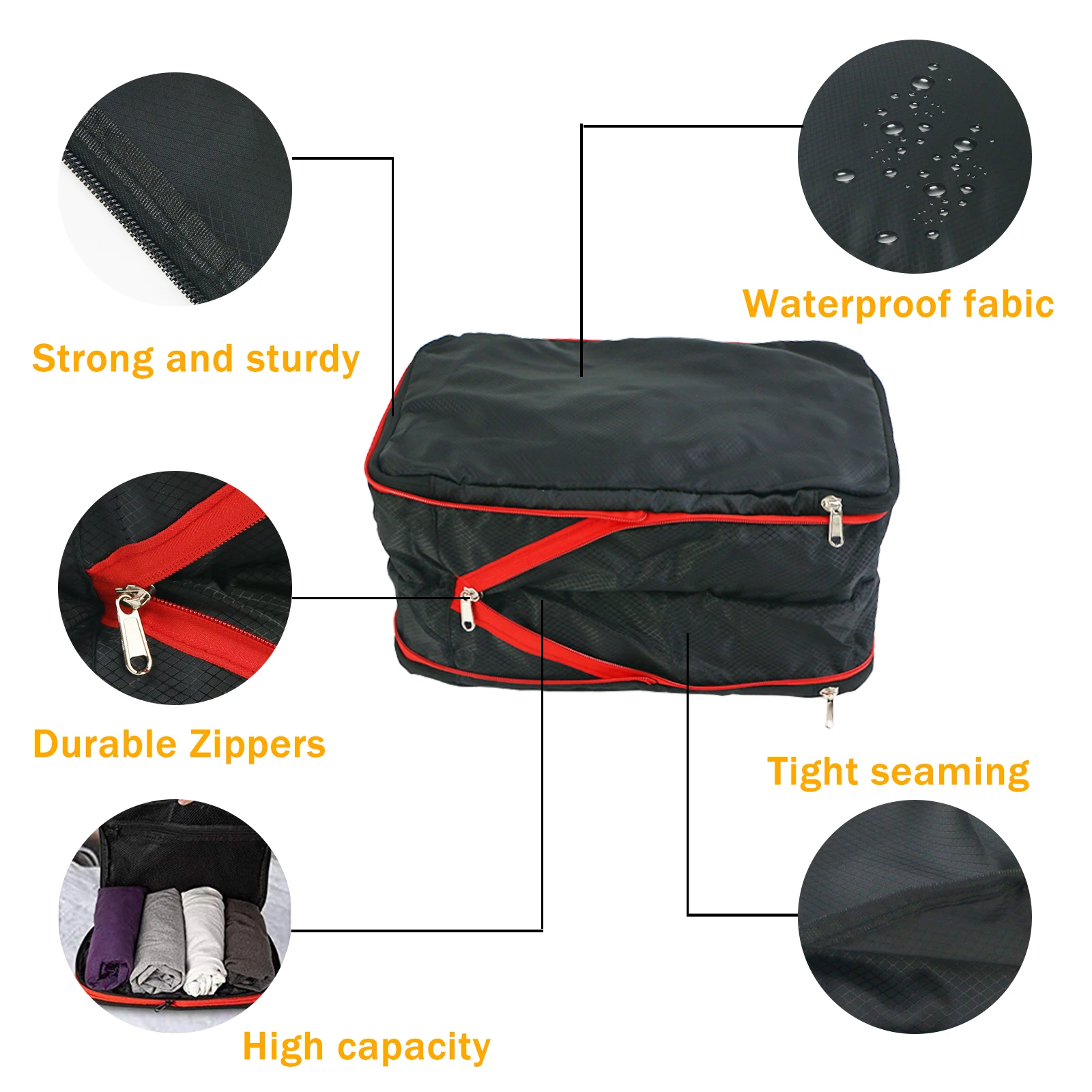 Packing Cubes For Travel Double Compression Pouch Luggage Organizer Storage Bags Large Capacity/Waterproof With Sturdy Zipper