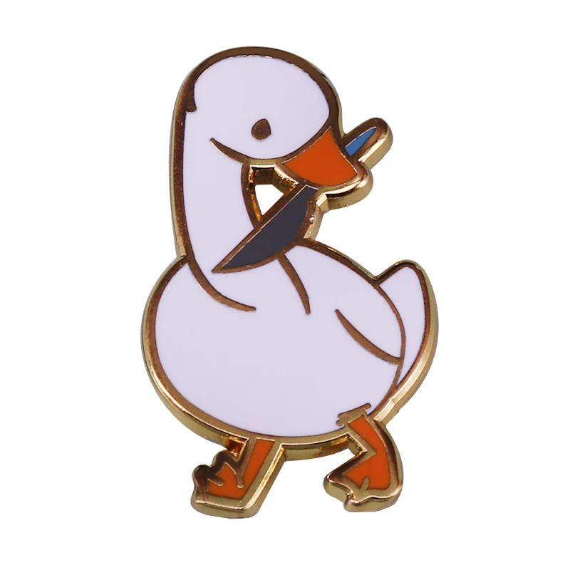 White Goose Pin Untitled Goose Game mischievous goose Enamel Pin