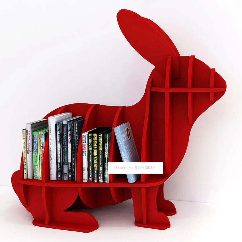 

S/M Creative Animal-shaped Rabbit Bookcase Kindergarten Kids Furniture Children's Bookshelf Rack Home Decoration Floor Ornaments