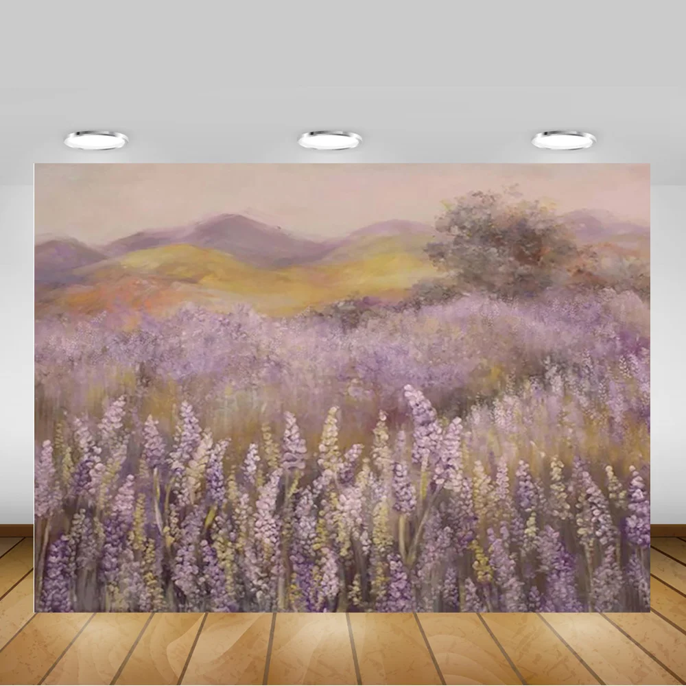 Lavender Field Children Birthday Portrait Photography Backdrop for Photo Studio Mountains Baby Birthday Photocall Background