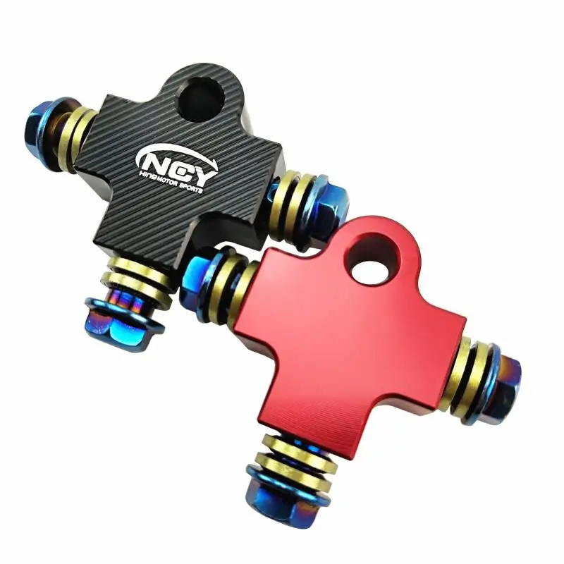 CNC 3D Motorcycle Brake Hose Fitting Three-way Valve Connector M10*1.25mm Banjo Bolt For Twin Brake System Honda Yamaha Kawasaki