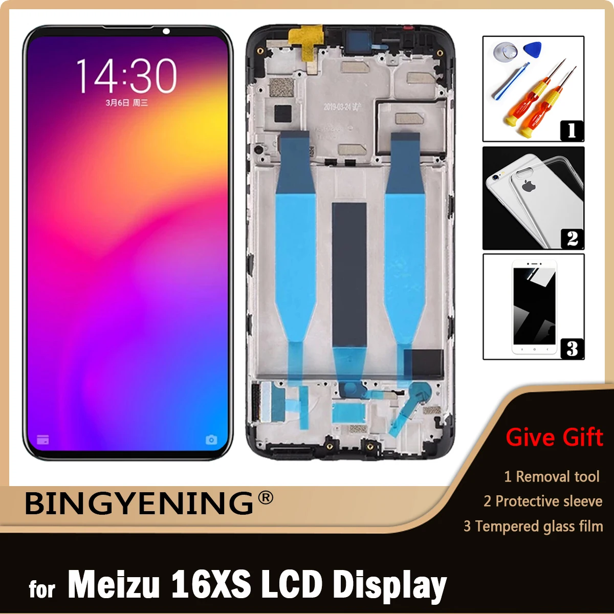 

Original For Meizu 16XS LCD Display Screen Touch Digitizer Assembly For 6.2 inch Meizu 16 XS M926Q M926H AMOLED Phone With Frame