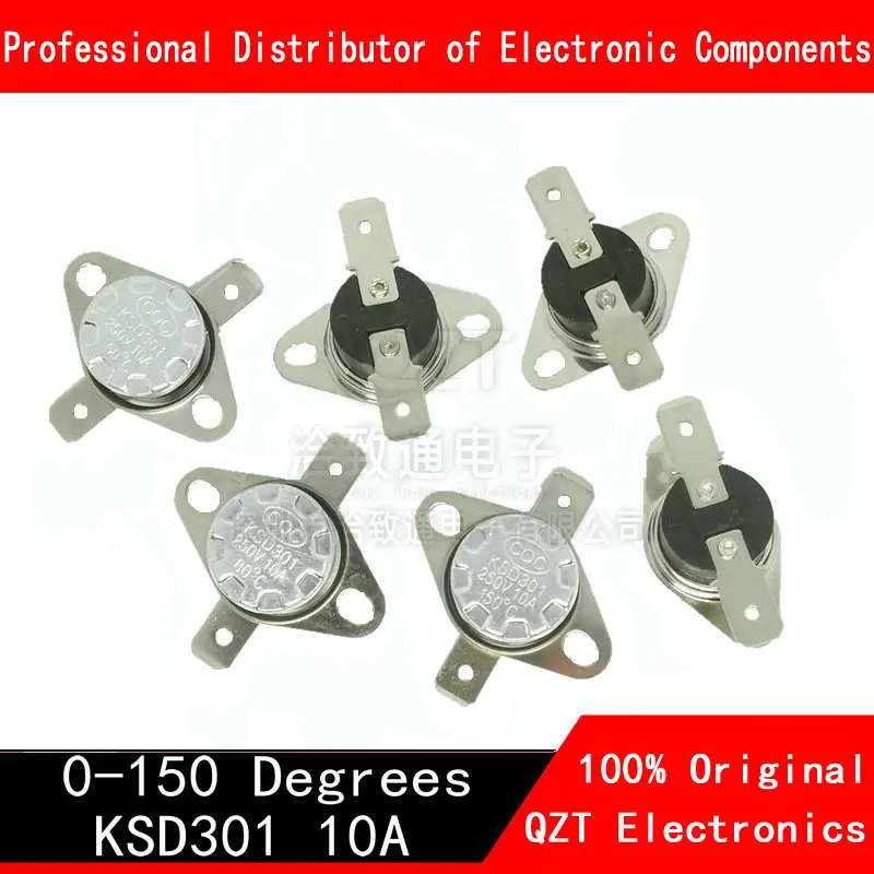 5PCS KSD301 250V 10A Normal  Open Temperature Switch Thermal Control 40C 50C 60C 70C 80C 90C 100C 110C 120C 130C 150C Centigrade