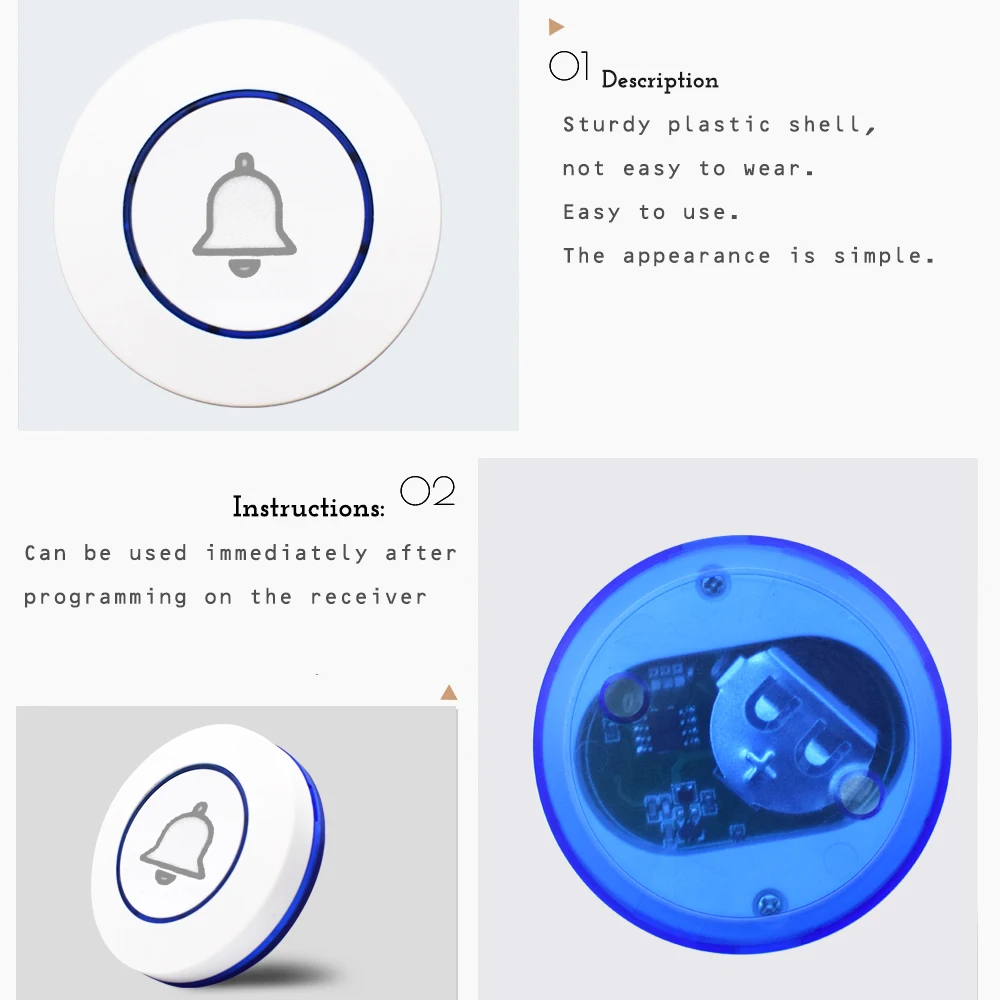 Новый беспроводной дверной звонок 433 МГц, дверной звонок, кнопка для домашней охранной сигнализации, оборудование