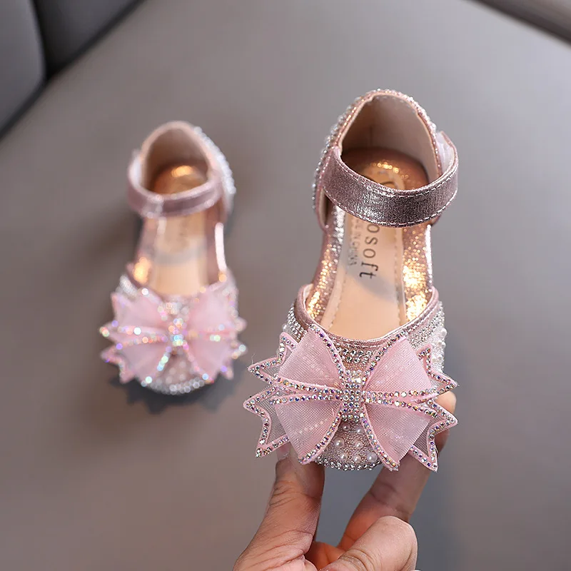 Kids Shoes Bow Flats Children\'s Princess Shoes for Girl Sandals 2023 New Spring Summer Comfortable Little Girl Shoes E645