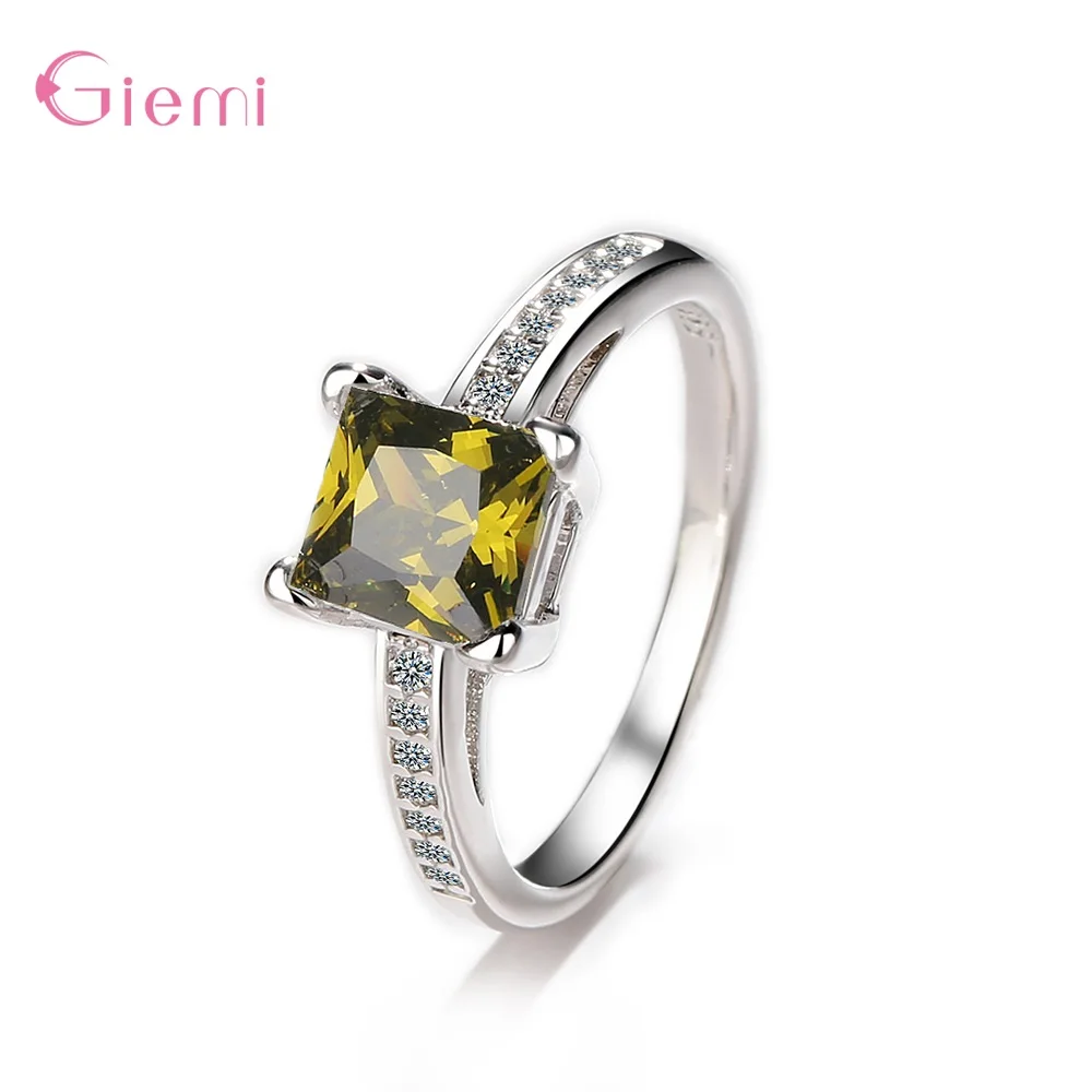 Simple Fashion CZ Stone Finger Rings For Wedding Engagement Party Gift Supplies Trendy 925 Sterling Silver Fine Jewelry Bijoux