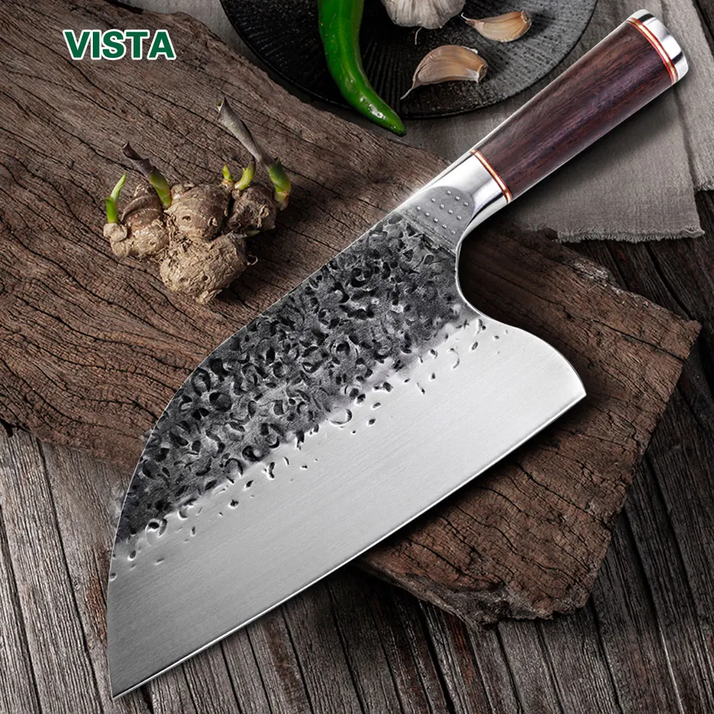 

Chef Butcher Knife High Carbon Steel Handmade Forged Kitchen Knives Chinese Chop Cleaver Knife Cooking Tool With Wood Handle