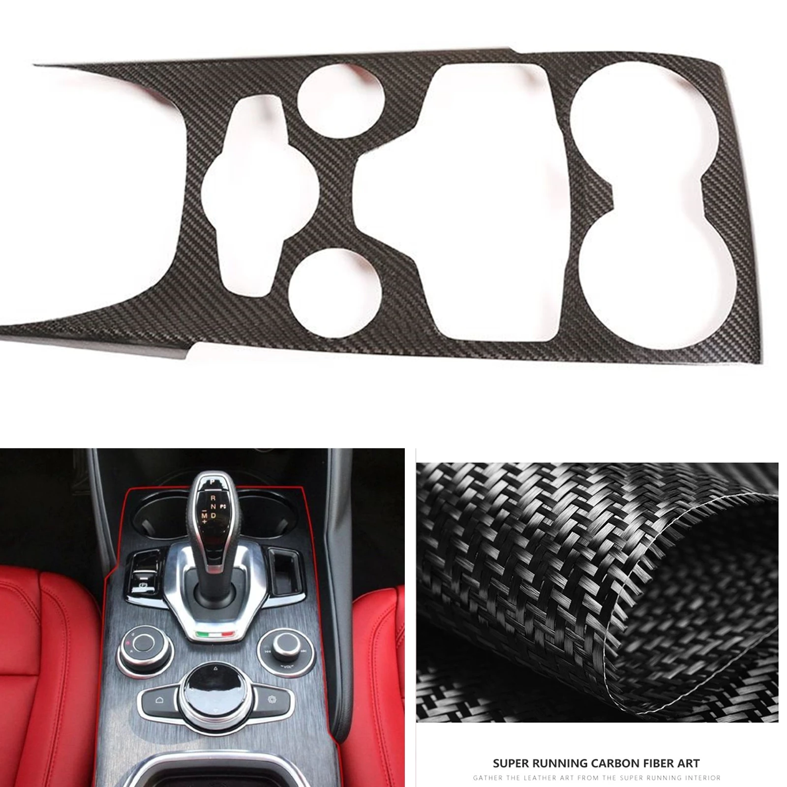 

For Alfa Romeo Stelvio Giulia 2020-2022 Carbon Fiber Interior Center Console Gear Shift Box Panel Cover Decorative Frame Trim