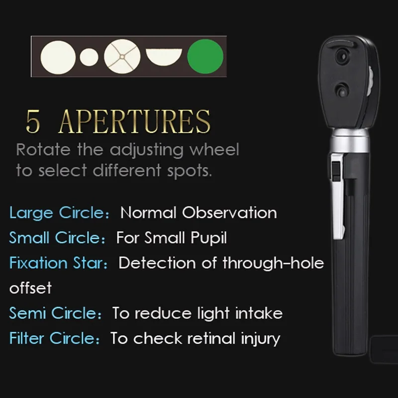 Handheld Medical Professional Oftalmoscopio 5 Apertures Eye Care LED Diagnostic Kit Ophthalmic Direct Portable Ophthalmoscope