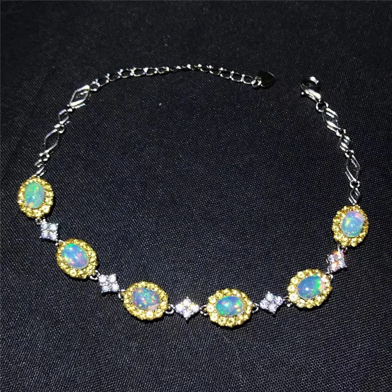 

Summer new style 925 silver inlaid natural opal bracelet, women's bracelet, fine inlaid, luxurious atmosphere