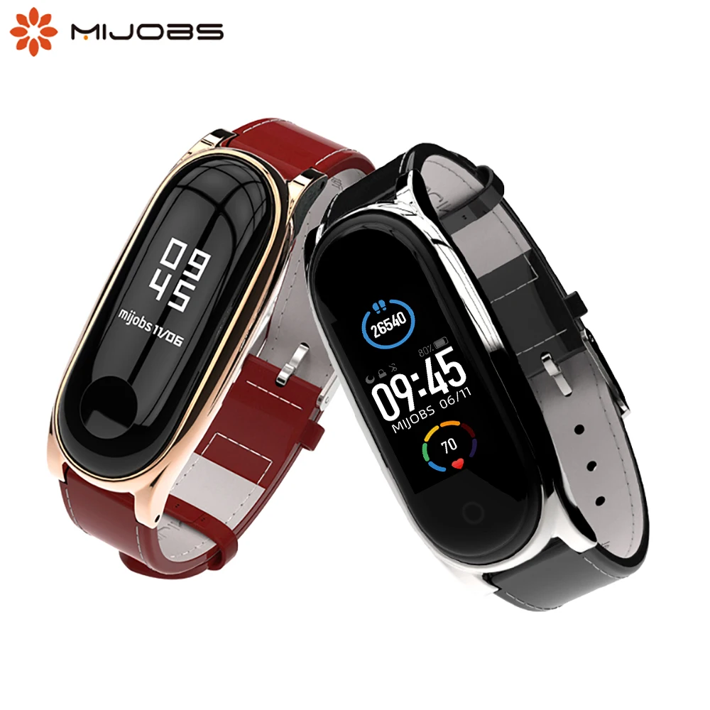 Leather Smart Watch Band for Xiaomi Mi Band 6 5 4 3 NFC Wristbands strap For Mi Band 5 Bracelet Colorful Strap Black Rose Gold