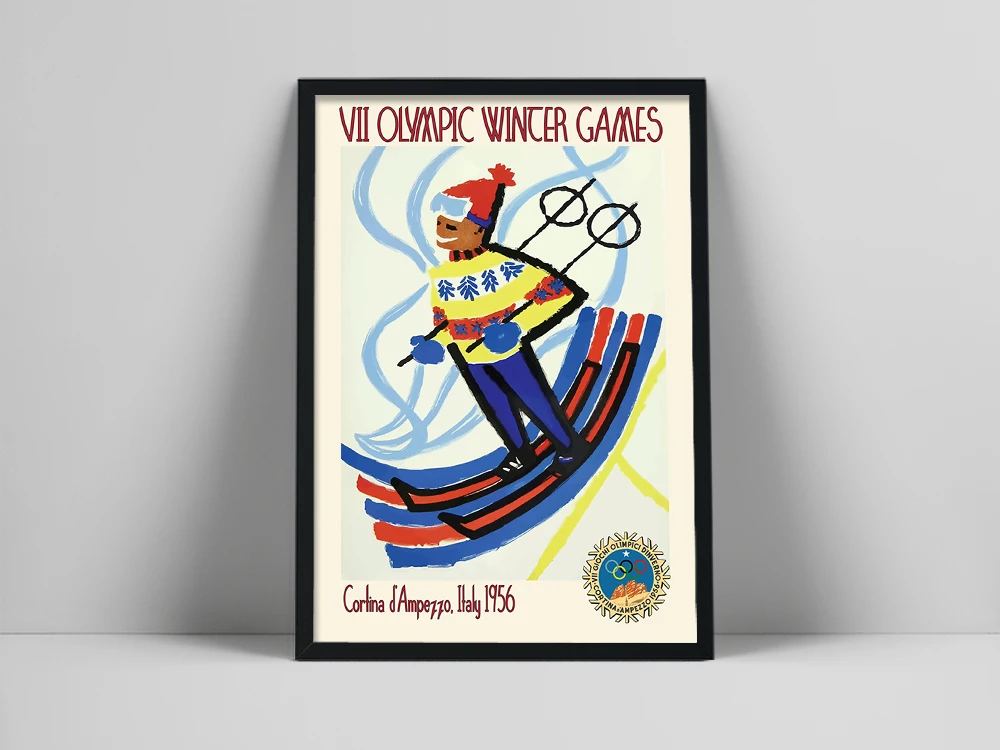 Winter Games Skiing Sports Art Print Poster Wall Pictures Canvas Painting For School Indoor Stadium Kids Room Bedroom Decoration