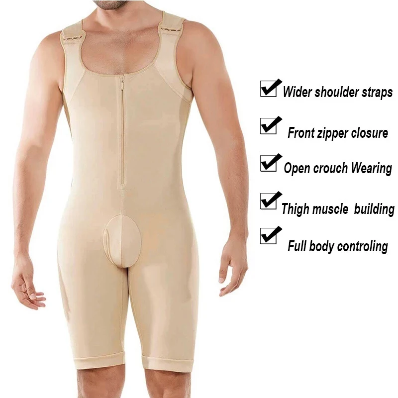 Full Body Shapewear for Men Slimming Bodysuit Corset Waist Trainer Thigh Trimmer Butt Lifter Underwear Plus Size Shaper Girdle