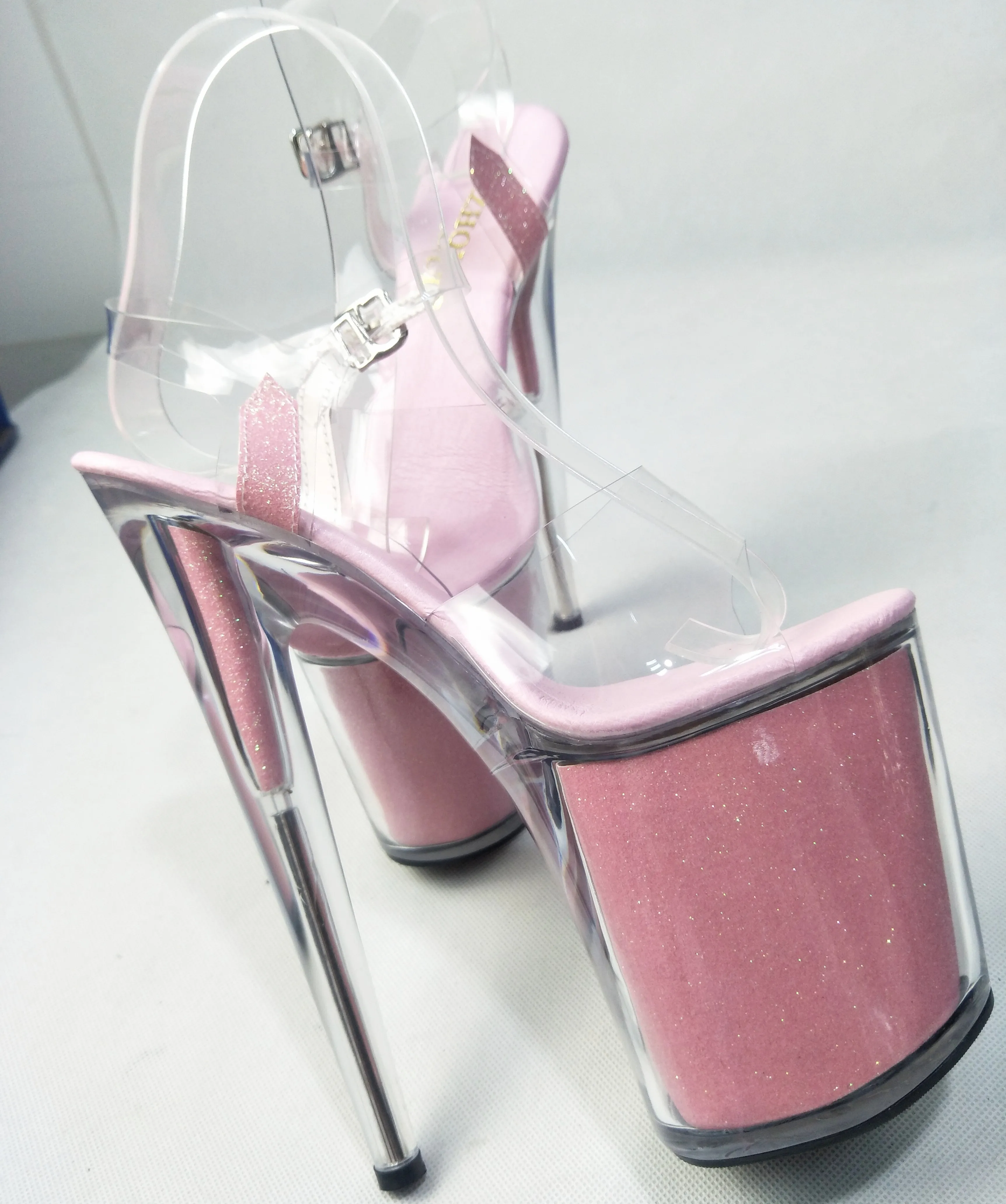 Shiny, transparent 20cm high heels, party pole dancing, 8-inch crystal wedding shoes, sandals