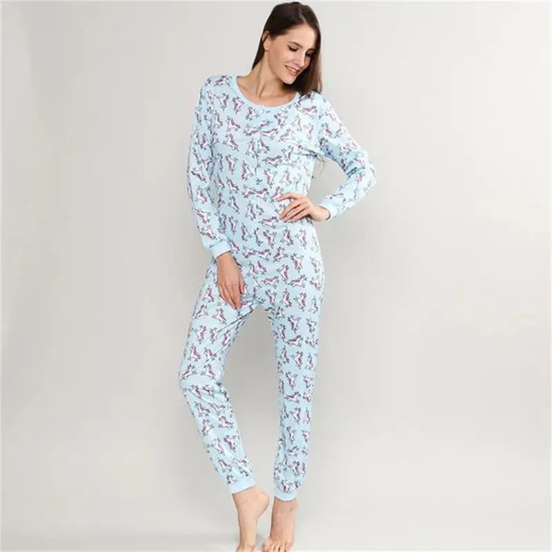 Long Sleeve Print Hooded Zipper Jumpsuits Homewear Clothing Pajamas Jumpsuits Women Autumn Winter Casual Warm Romper