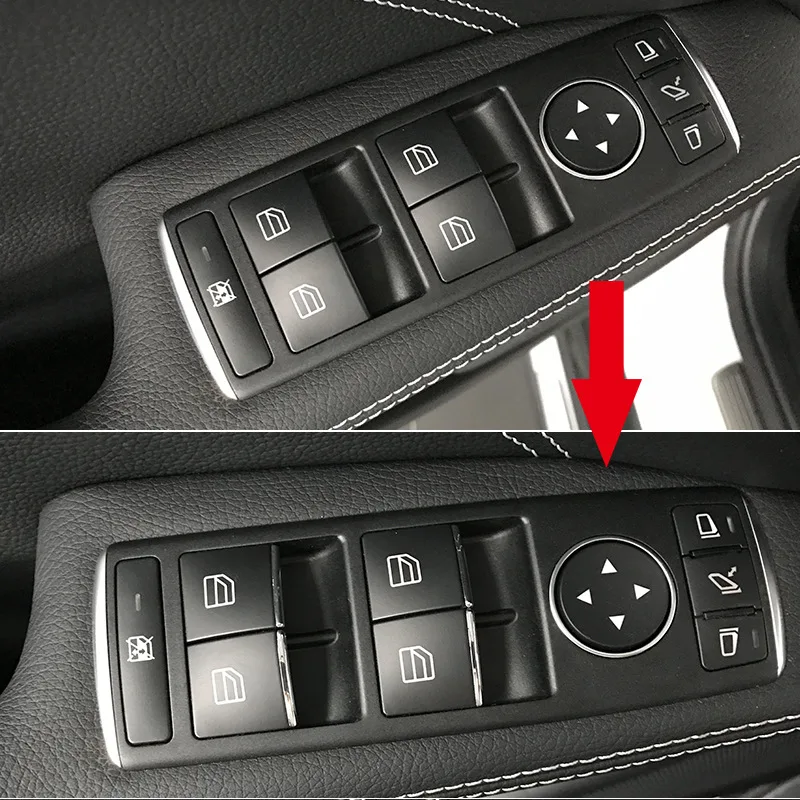 ABS Car Window Glass Lifting Buttons Sequins Decals 7pcs For Mercedes Benz W176 W246 W205 W204 W212 W213 C117 X156