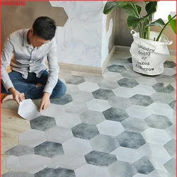 10 peças de adesivos de piso de banheiro adesivo autoadesivo à prova d'água antiderrapante piso hexagonal para cozinha decoração de sala de estar