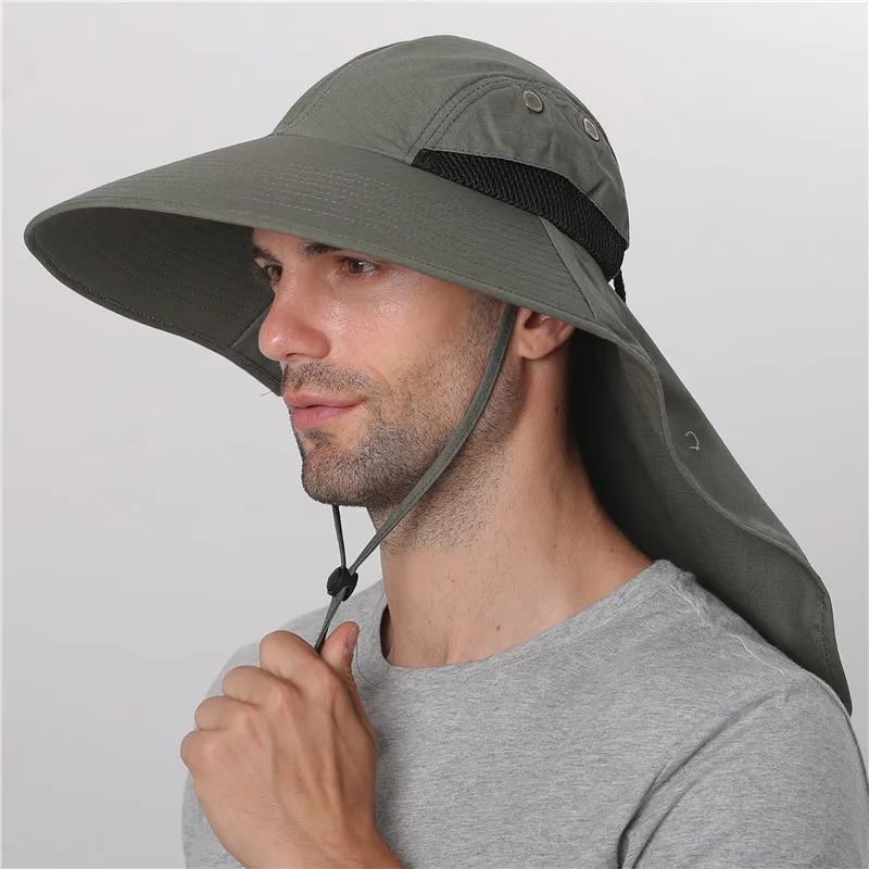 CAMOLAD Mens Bucket Hats With Neck Flap Summer Sun Hat For Women Long Wide Brim Fishing Caps Outdoor UV Protection Hiking Hat