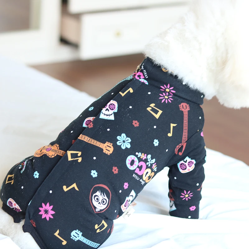 Pet Dog Jumpsuit Thin Stretchy Puppy Clothes 100%Cotton Printed Overalls Protect Belly Pajamas For Small Dogs Poodle Home Wear