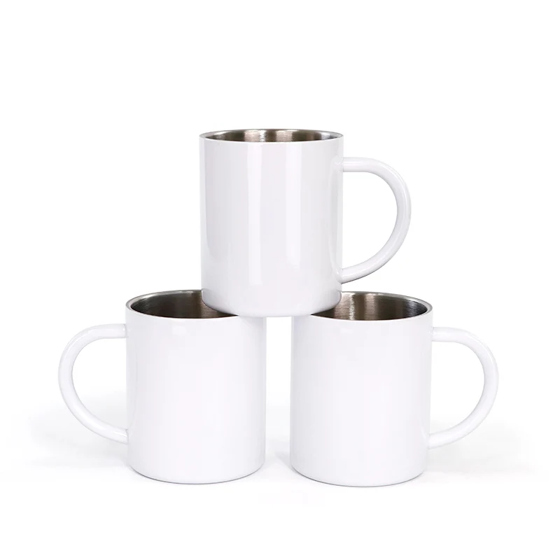 

10pcs/lot Sublimation Blank 300ml Children's Mug Stainless Steel Drinking Cup Transfer Printing by Dye Mug press