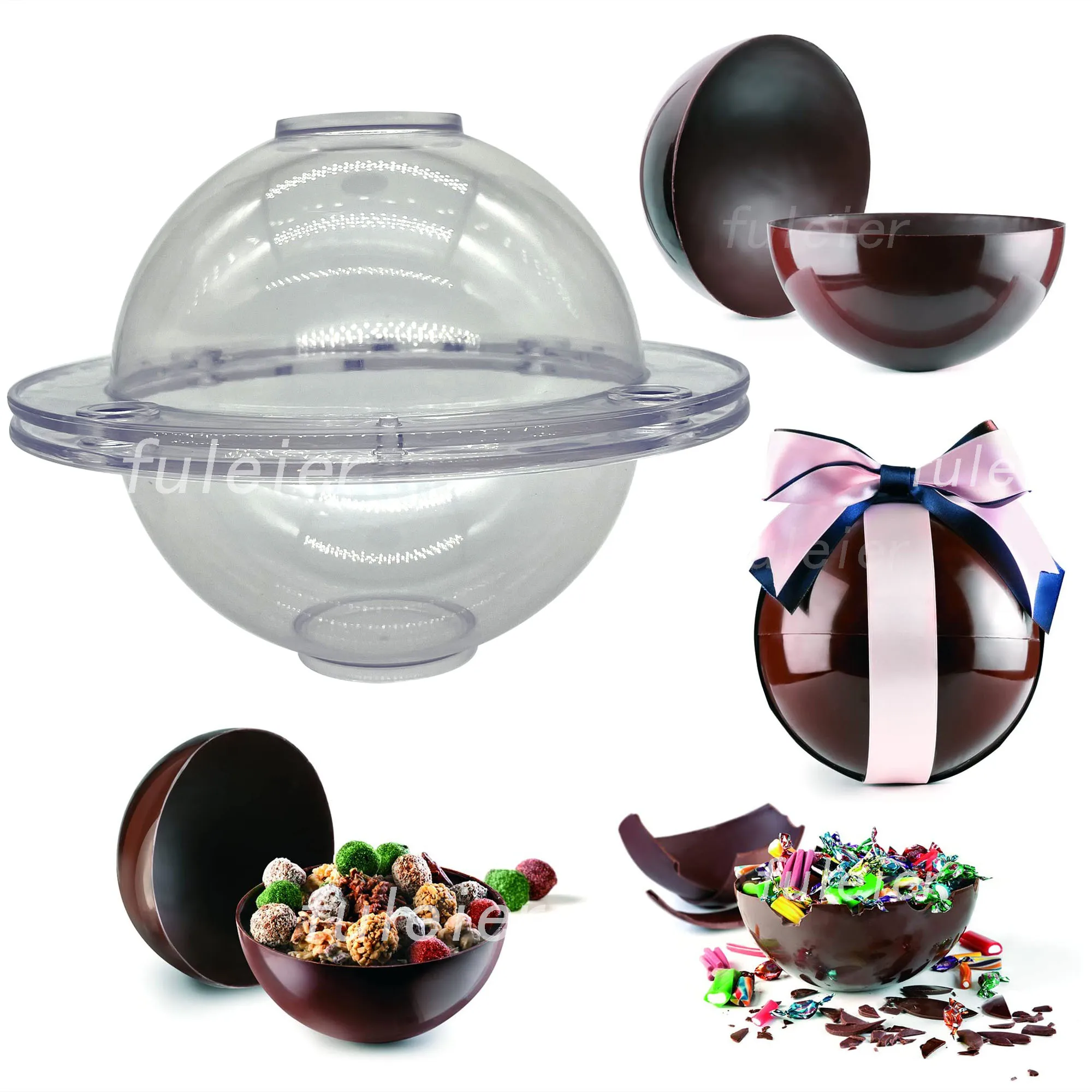 

3D Big Sphere Polycarbonate Chocolate Mold, Ball Molds for Baking Making Hot Chocolate Bomb Cake Jelly Dome Mousse Confectionery