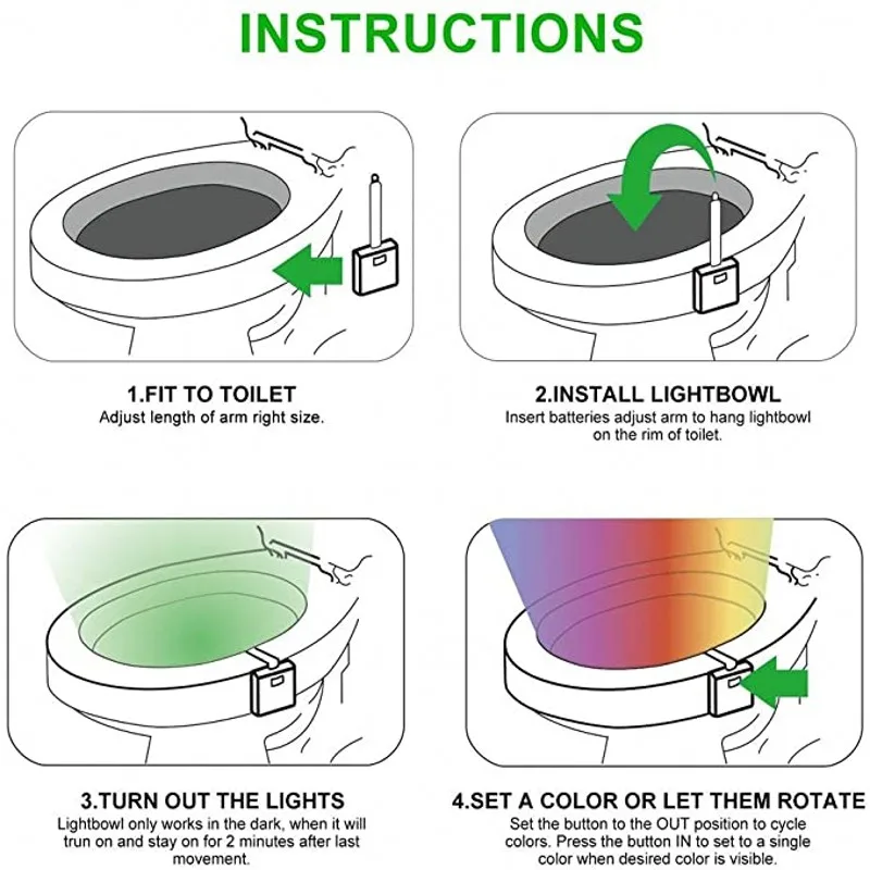 Led Light Waterproof 16colors Seat Night Light Pir Smart Motion Sensor Human Induction Wc Toilet