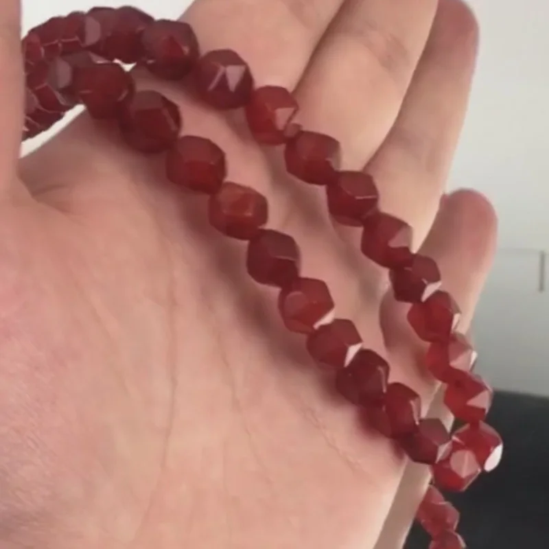 Natural Faceted Red Agates Onyx Stone Loose Spacer Beads for Jewelry Making DIY Bracelet Necklace 15\