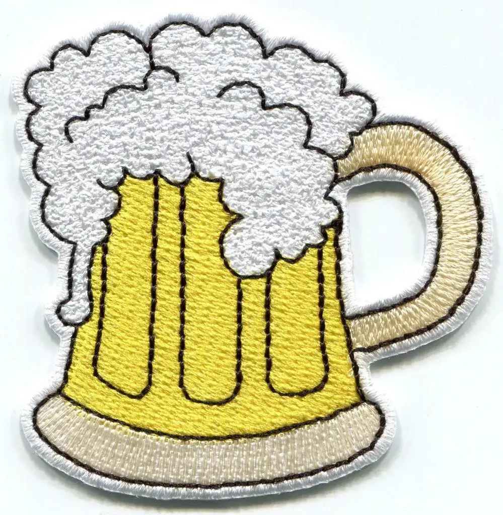 

Mug of beer glass pint stein embroidered applique iron on patch