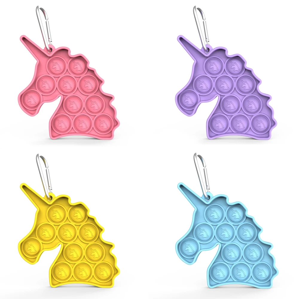 Mini Unicorn Decompress The Key Chain Fidget Toys Sensory Toy Autism Special Needs Stress Reliever Push Bubble Antistress Toys