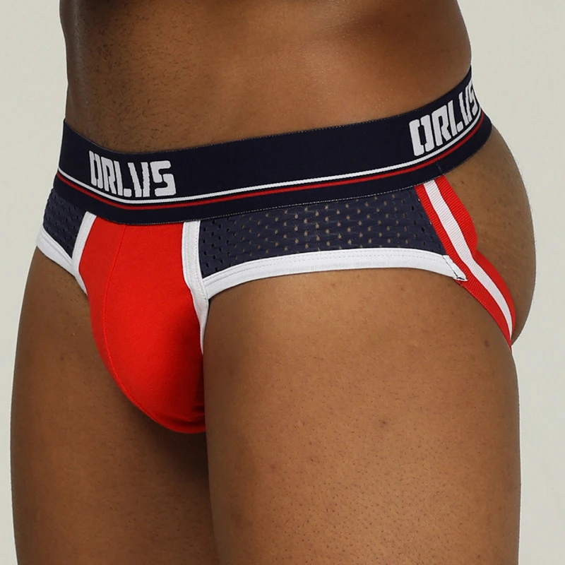 ORLVS-Roupa Interior Sexy Gay Jockstrap dos homens, tanga masculina, fio dental, tanga de malha respirável, biquíni gay, marca