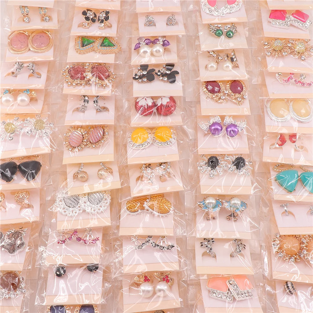

24Pairs/Lot Fashion Rhinestone Cute Stud Earrings For Women Mix Style Party Gifts Jewelry
