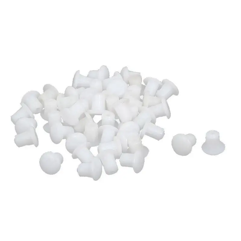 Plastic Round Shaped Cover Screw Cap Lid White 50pcs for 5mm Dia Hole