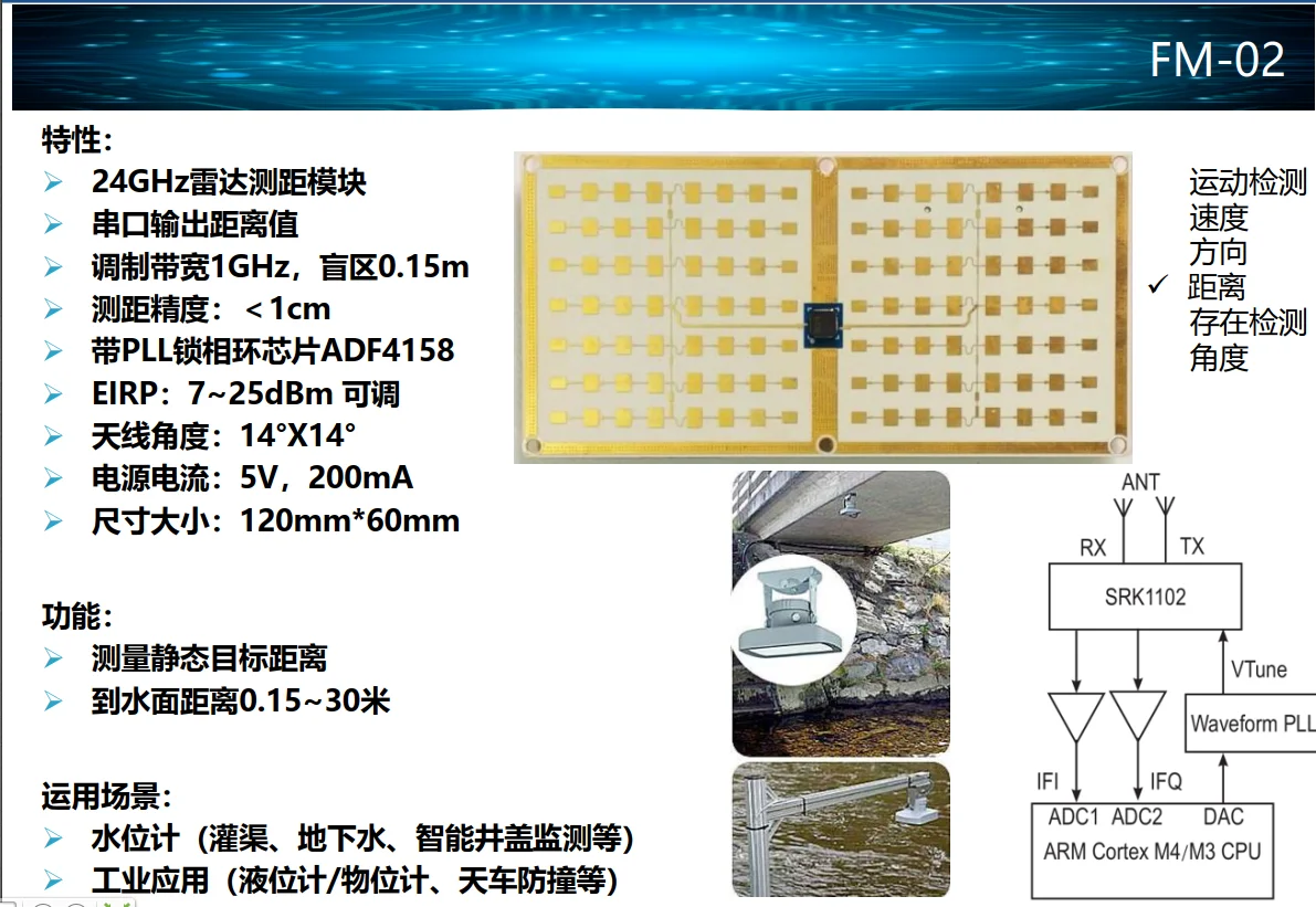 

Water level gauge / level gauge / level gaugeFM-02 microwave radar module port serial output static distance value