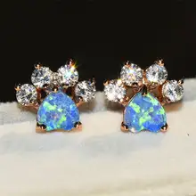 Crystal Zircon Stud Earrings Rose Gold #5