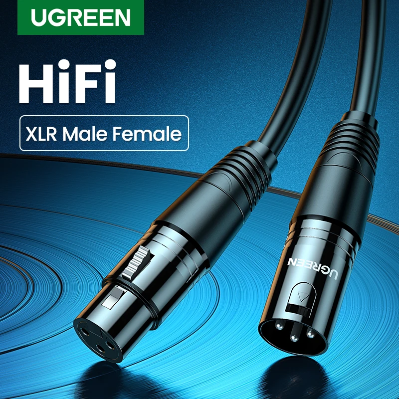 Ugreen XLR כבל קריוקי מיקרופון סאונד תותח כבל תקע XLR הארכת Mikrofon כבל עבור אודיו מיקסר מגברי XLR כבל