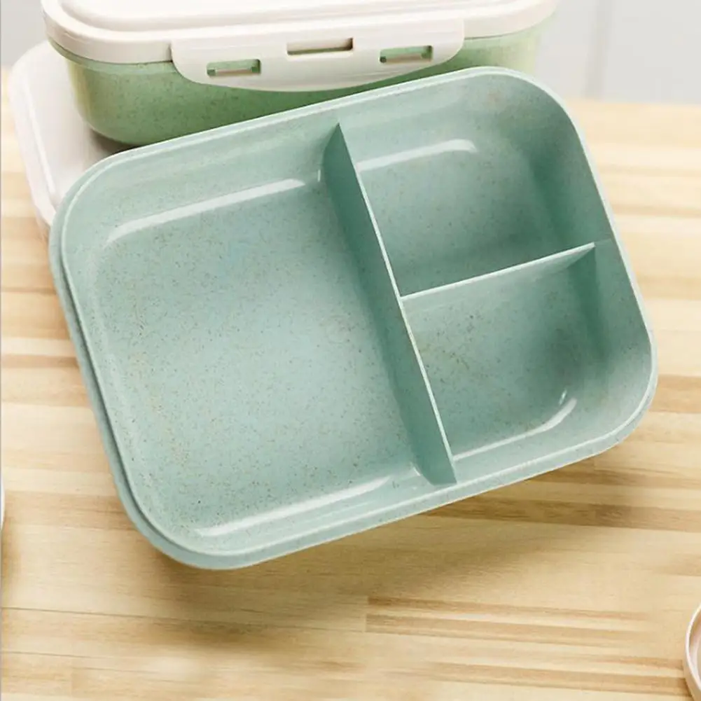 Healthy Wheat Straw Lunch Box Food Container Storage Children Kids School Office Portable Bento Box Lunchbox w/ Spoon Dinnerware