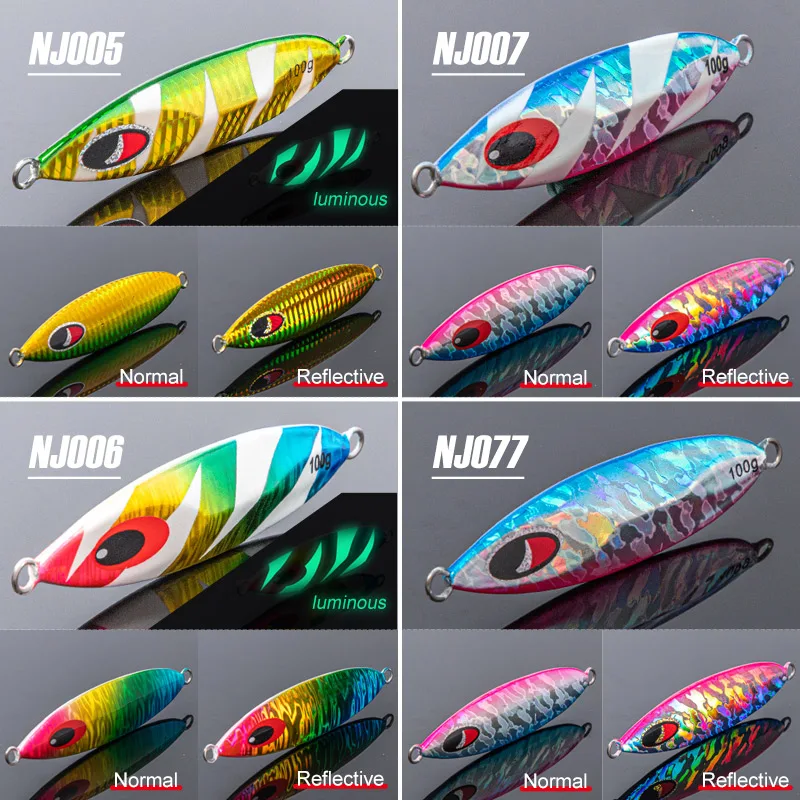 NOEBY Metal Jigs Lure 60g 80g Sea Fishing Slow Jigging Metal Lure Spoon Artificial Hard Bait Saltwater Fishing Tackle Lures