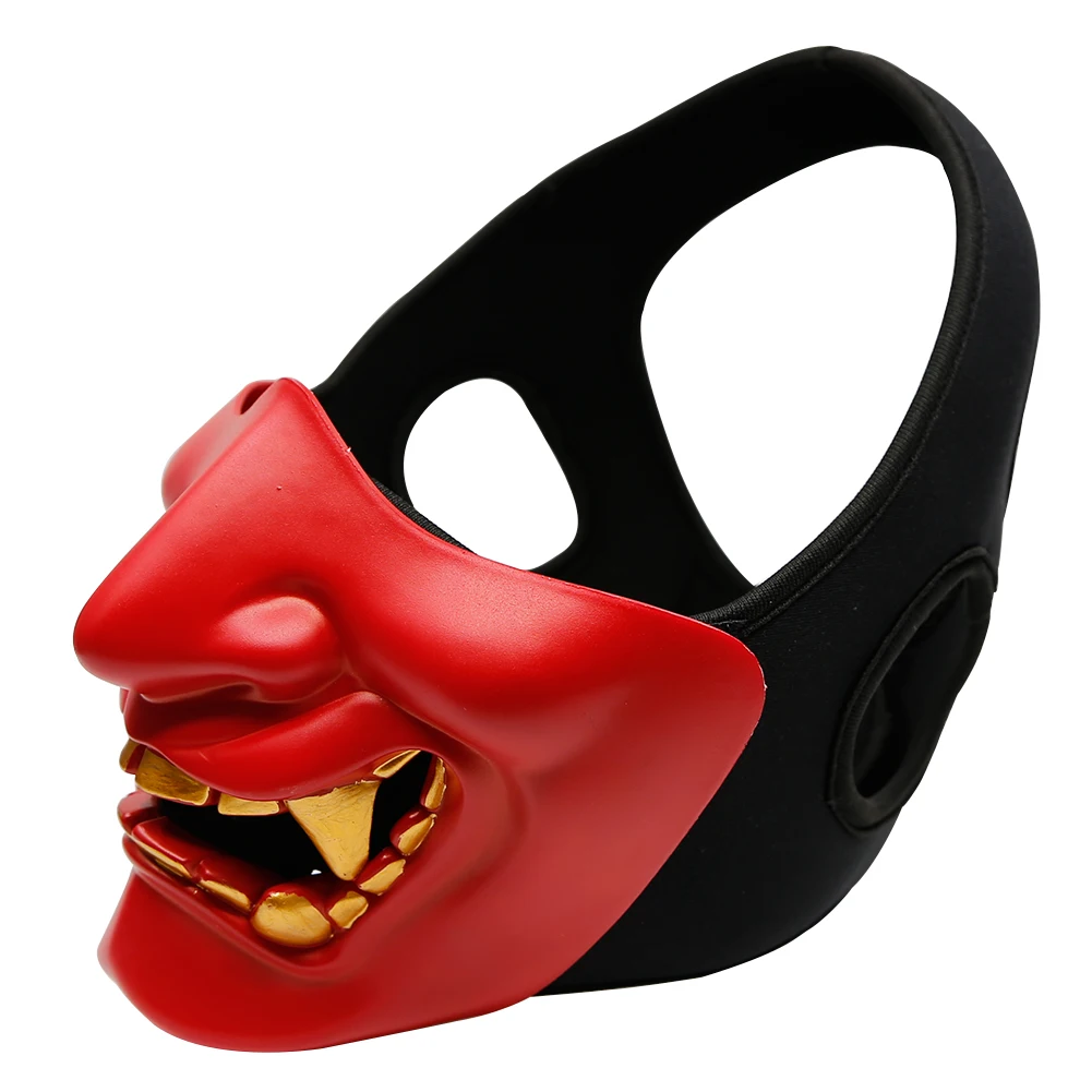 Airsoft Half Face Masks, Evil Demon Monster Kabuki Samurai Hannya Half Face Protective Masks Party, Halloween, Paintball Game