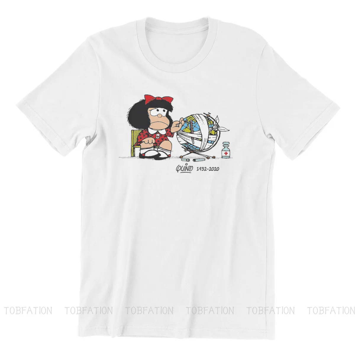 Adios Quino Mafalda Quino Comics Manga Girl Tshirt Top Cotton Oversized O-Neck Men's Tops Harajuku Men T shirt