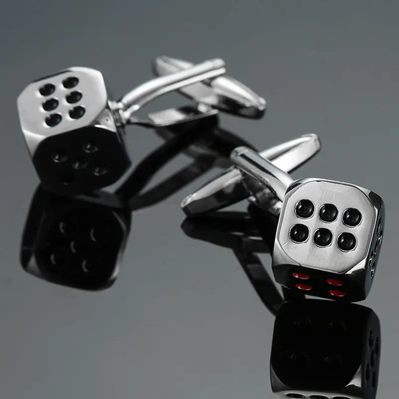 AS High quality playing card Cufflinks new fashion stock hammer dice pistol Cufflinks men\'s shirt badge pin birthday party gift