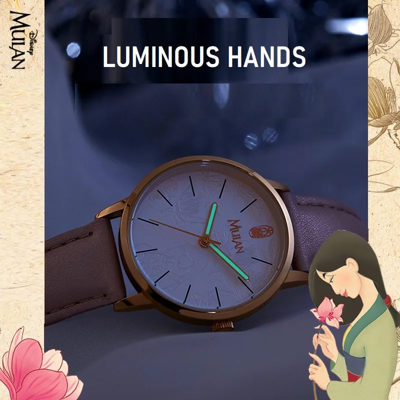 Disney Official MULAN Luxury Women Clock Female Quartz CartoonFashion Ladies Young Girls WristWatch Reloj Mujer Relogio Feminino