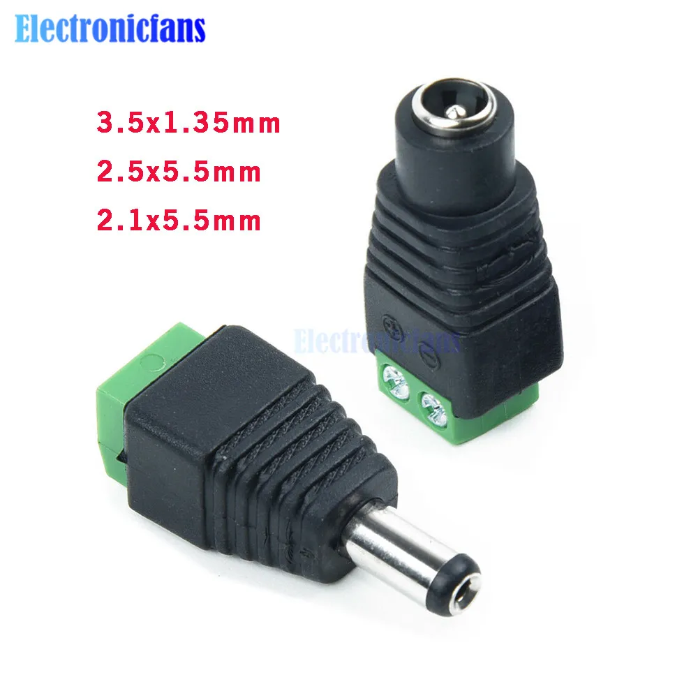 1Set 12V 24V Male and Female DC Power Plug 2.1x5.5mm 3.5X1.35mm 5.5x2.5mm CCTV Jack Adapter Connector Plug TV Conversion Adapter