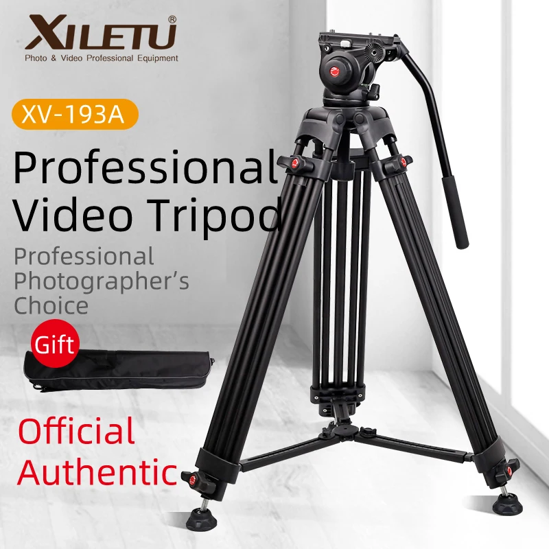 XILETU XV193A 1.6M Professional Video Tripod Stand w Hydraulic Damping Fluid Tripod Head For SLR DV Video Long Focus Lens Camera